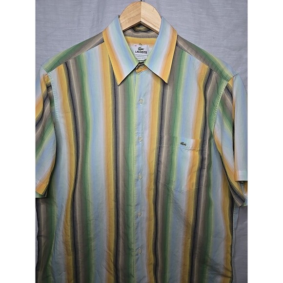 Vintage Lacoste Striped Short Sleeve Shirt Size 42, RN87651 - Picture 2 of 10